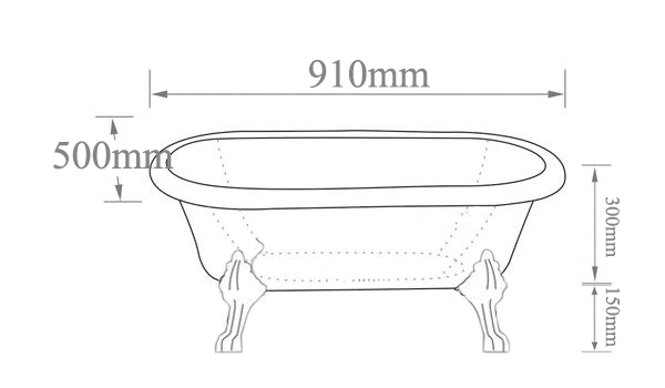 Small baby clawfoot tub specification