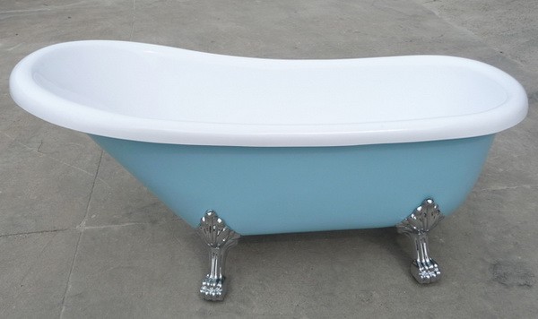 55 inch acrylic slipper clawfoot bathtubs in blue color