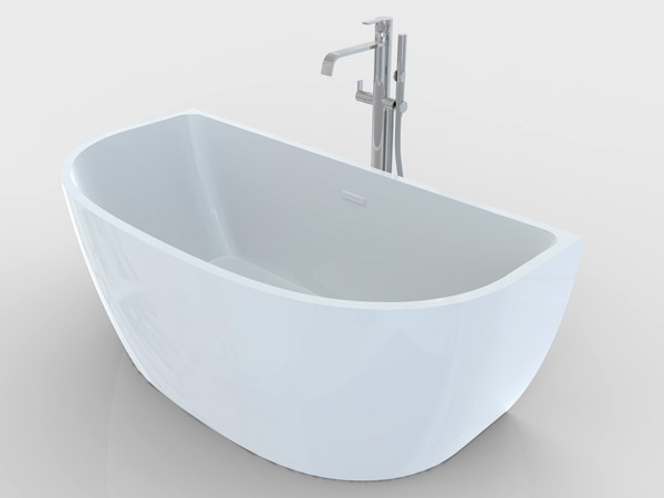 d shaped freestanding bath