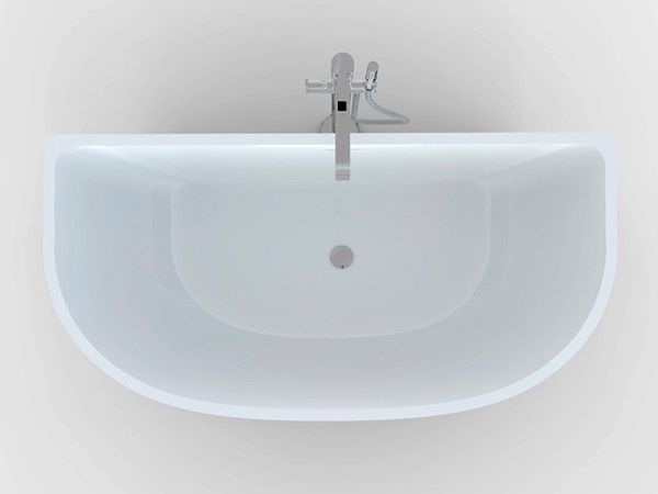 d shaped freestanding bath