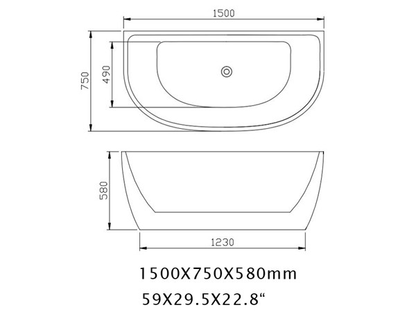 d shaped freestanding bath