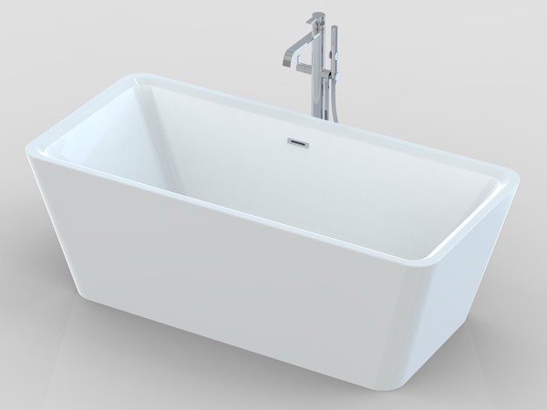 Flat bottom bathtub with freestanding tub faucet