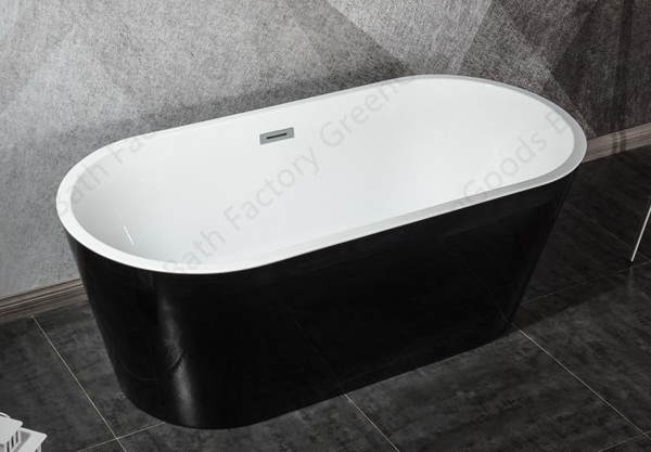 black freestanding bathtub with freestanding tub faucet
