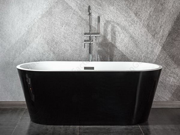 black freestanding bathtub front view