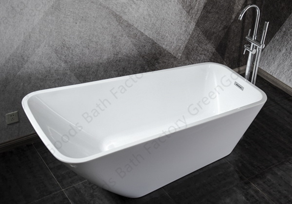 Single ended freestanding bathtub with faucet