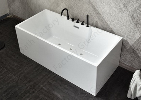 Square whirlpool massage freestanding bath front view