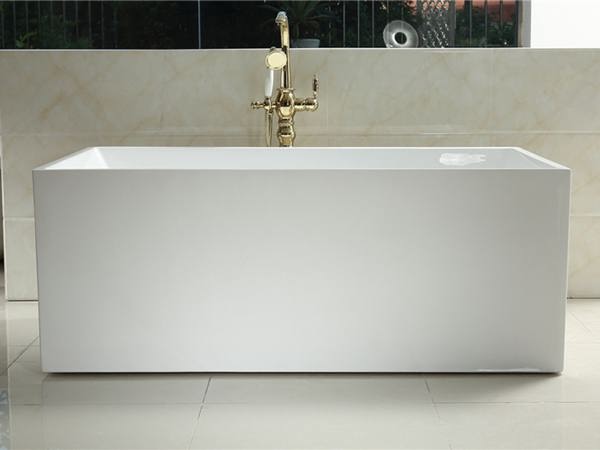  White Acrylic Rectangular Adult Freestanding Tub With Faucet
