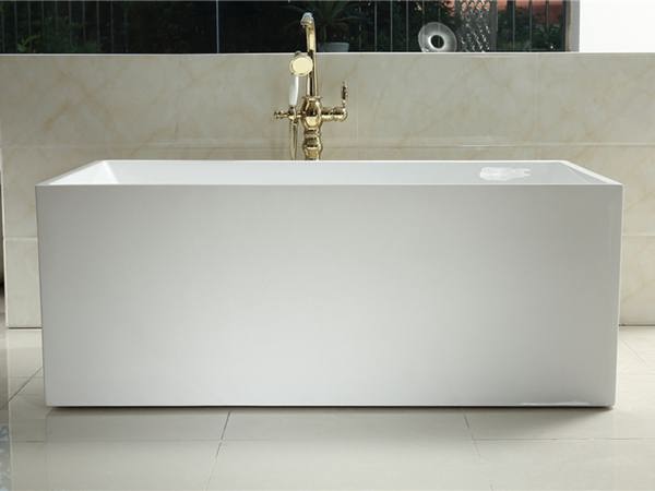 White Acrylic Rectangular Adult Freestanding Tub With Faucet