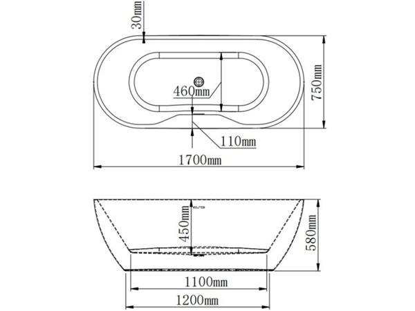 Oval Freestanding Bathtub Specification Sheet