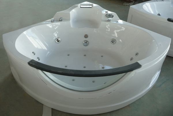Corner whirlpool bath tubs with faucet, spout and hand shower