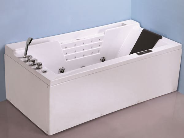 White Acrylic Massage Bathtub With Pillow