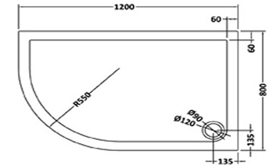 1200 x 900 shower tray, offset quadrant shower trays specification